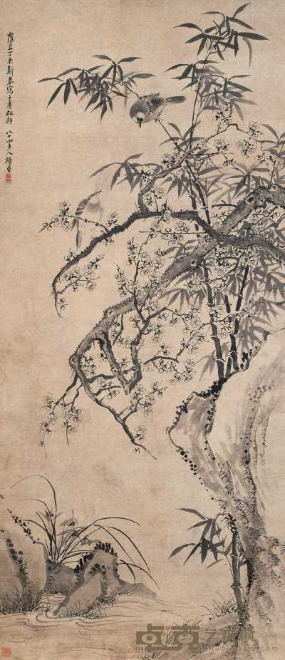 杨晋 1727年作 花鸟 立轴 147×64cm